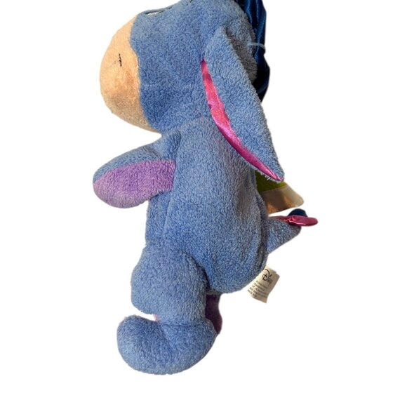 Disney Eeyore Plush Rattle Toy With Pink & Blue Satin Bows 10" Soft Baby Toy - Picture 6 of 10